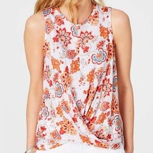 J. Jill Floral Sleeveless Blouse - Red and Orange